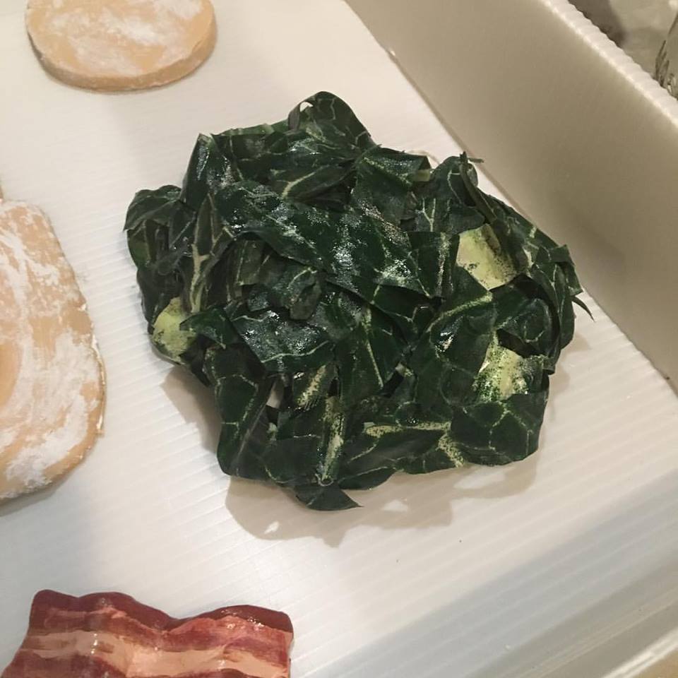 Historic faux food; Historic fake food; collard greens